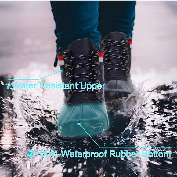 8 Fans Womens Duck Bean Boots, Waterproof Ankle Rain Boots Insulated Warm Rain - Picture 2 of 4